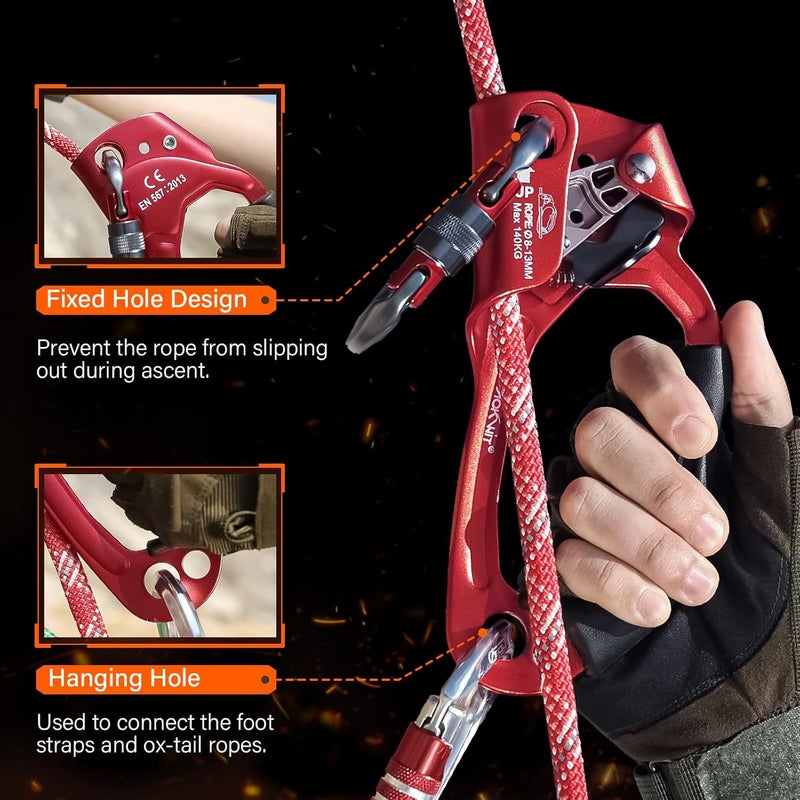 AOKWIT UIAA & CE Certified Rope Ascender Aluminum Alloy Rock Climbing Gear Strong Rigging Rappelling Equipment for Rock Tree Climbing Arborist Rescue Mountaineering Caving - Image 3